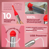 Noor body relief device – feature highlights on pink background